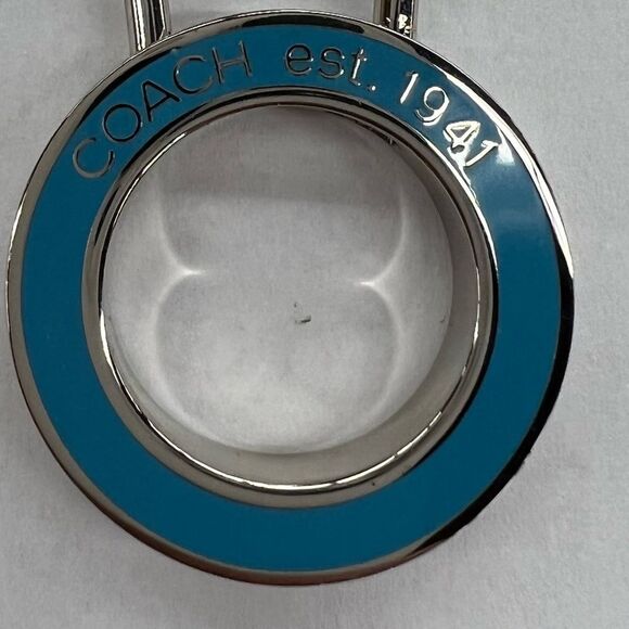 Coach Enamel Pinch Lock Keychain FOB Purse Charm in Blue LAST - Picture 2 of 3